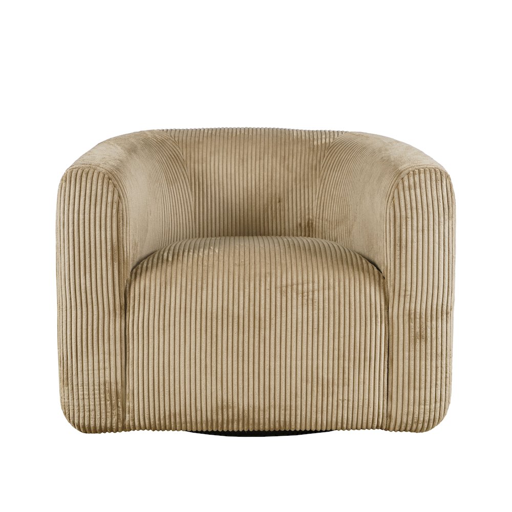 Biggs Modern Corduroy Upholstered Curved Barrel Swivel Accent Chair