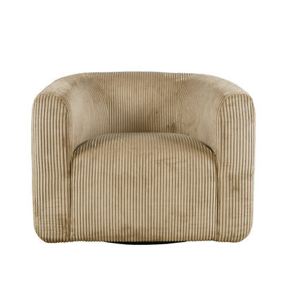 Biggs Modern Corduroy Upholstered Curved Barrel Swivel Accent Chair