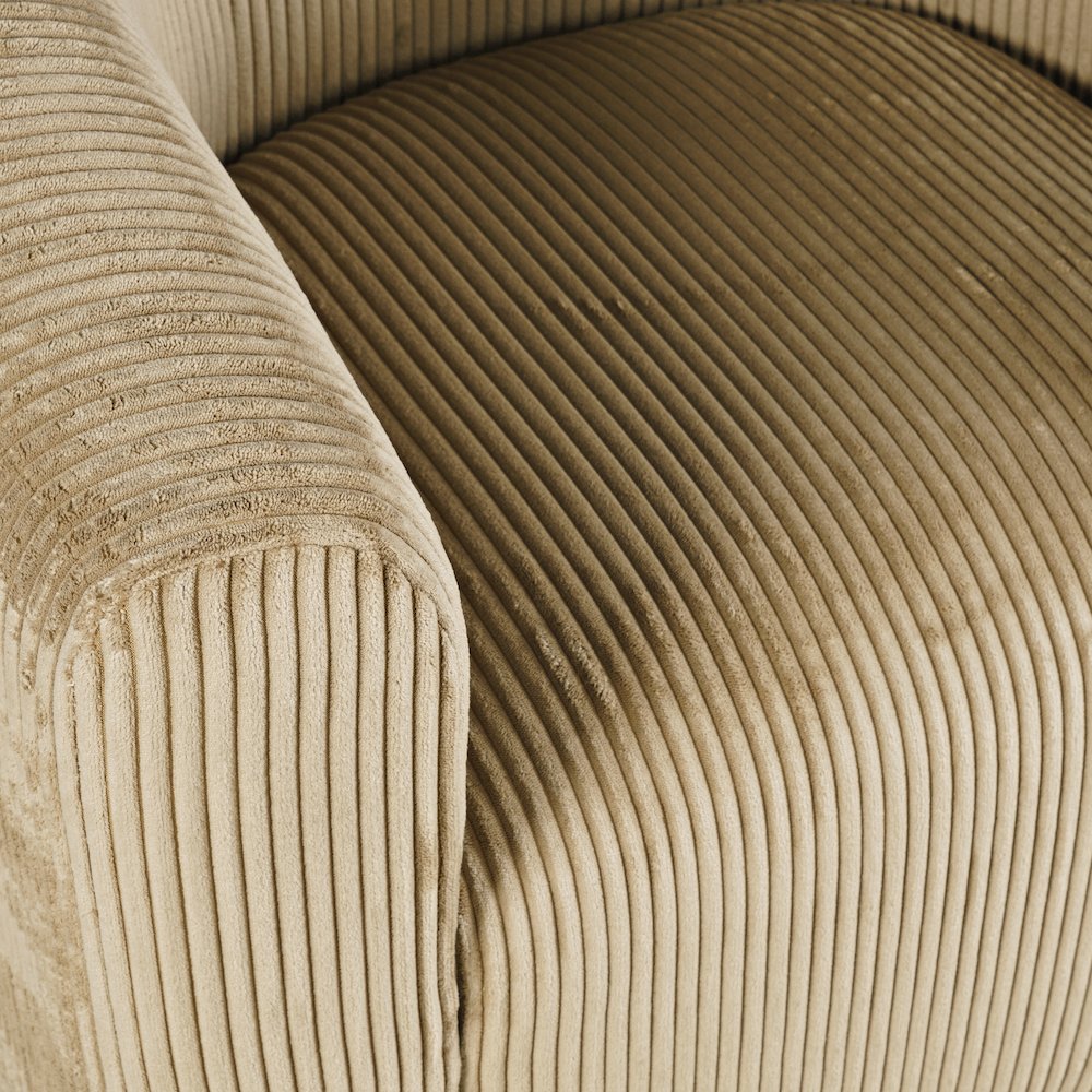 Biggs Modern Corduroy Upholstered Curved Barrel Swivel Accent Chair