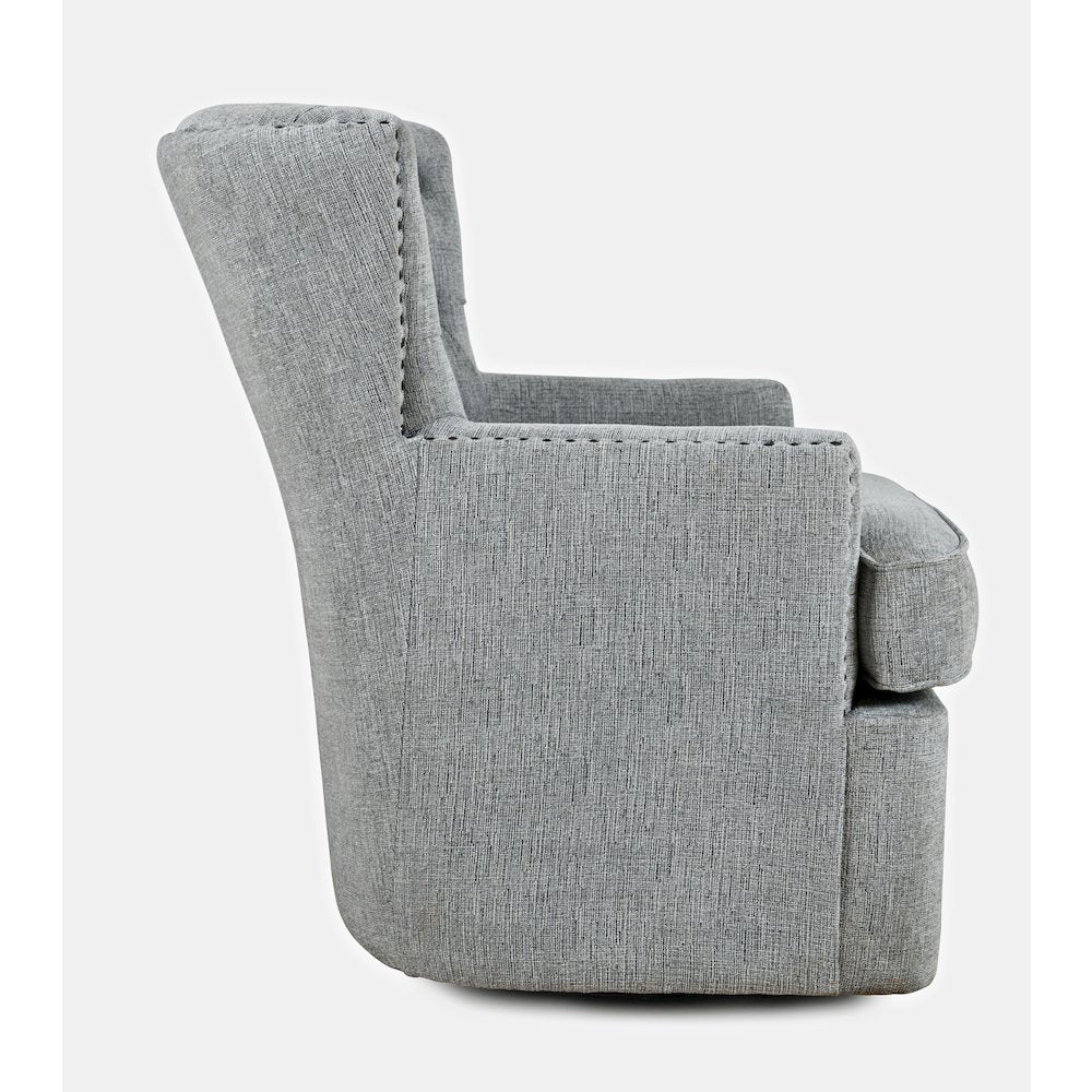 Bryson Transitional Upholstered Swivel Chair with Nailhead Trim