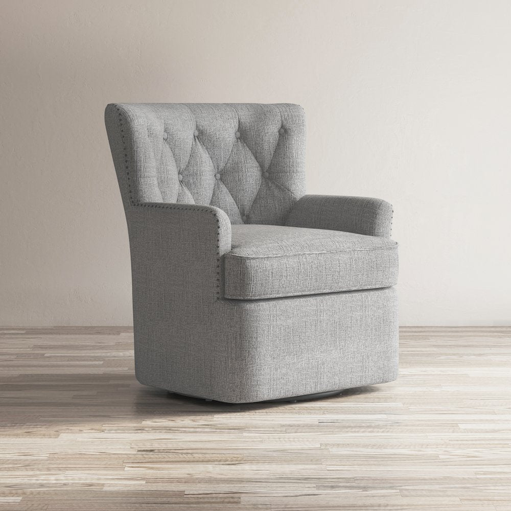 Bryson Transitional Upholstered Swivel Chair with Nailhead Trim