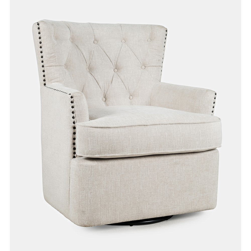 Bryson Transitional Upholstered Swivel Chair with Nailhead Trim