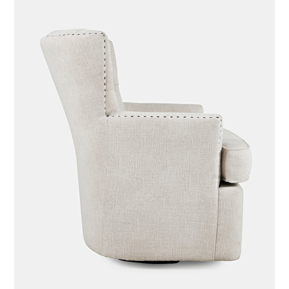Bryson Transitional Upholstered Swivel Chair with Nailhead Trim