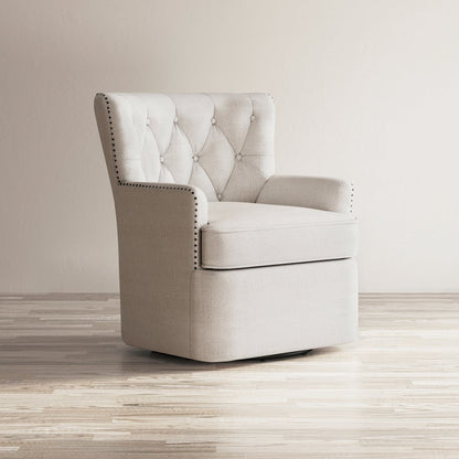 Bryson Transitional Upholstered Swivel Chair with Nailhead Trim
