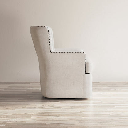 Bryson Transitional Upholstered Swivel Chair with Nailhead Trim