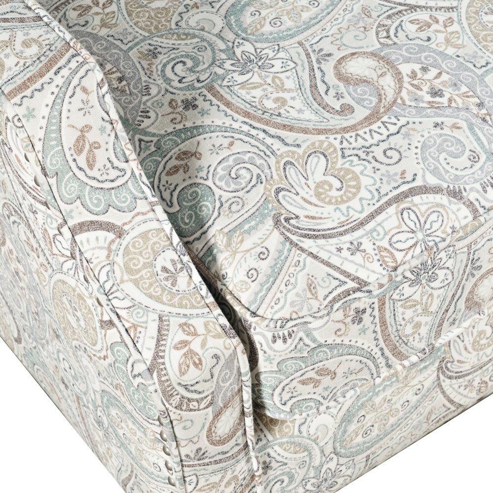 Paisley Fabric Transitional Upholstered Accent Chair with Nailhead Trim