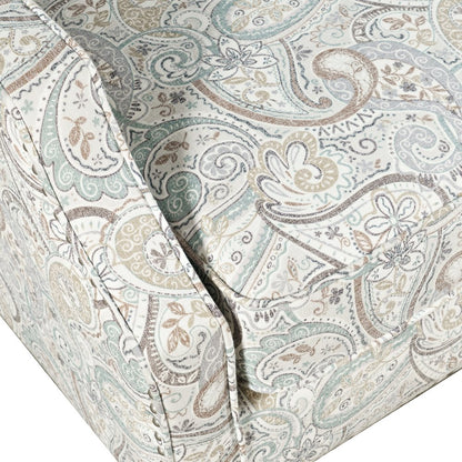Paisley Fabric Transitional Upholstered Accent Chair with Nailhead Trim