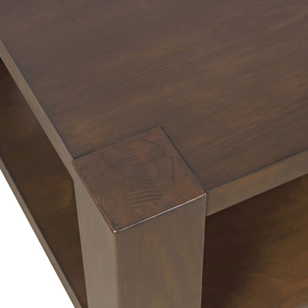 Brownstone 50" Transitional Modern Block-Frame Coffee Table, Storage and Wheels