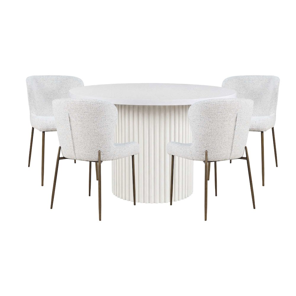 Auden Five Piece Mid-Century Modern Dining Set, Performance Upholstered Chairs
