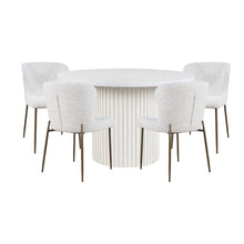Auden Five Piece Mid-Century Modern Dining Set, Performance Upholstered Chairs