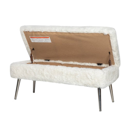Huggy Luxury Plush Faux Fur Upholstered Storage Bench