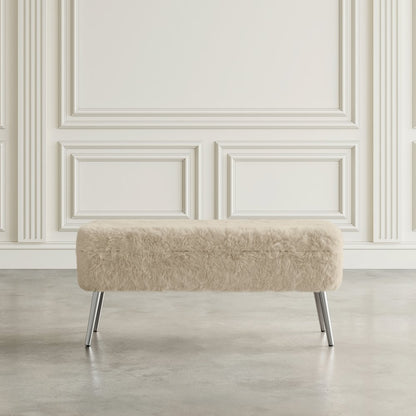 Huggy Luxury Plush Faux Fur Upholstered Storage Bench