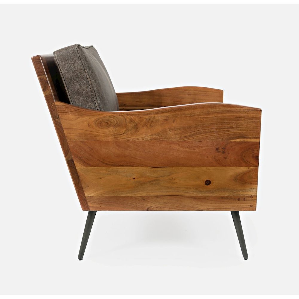 Karma Genuine Leather Solid Wood Rustic Accent Chair