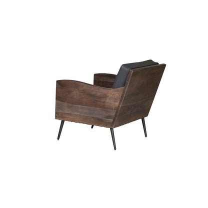 Karma Genuine Leather Solid Wood Rustic Accent Chair