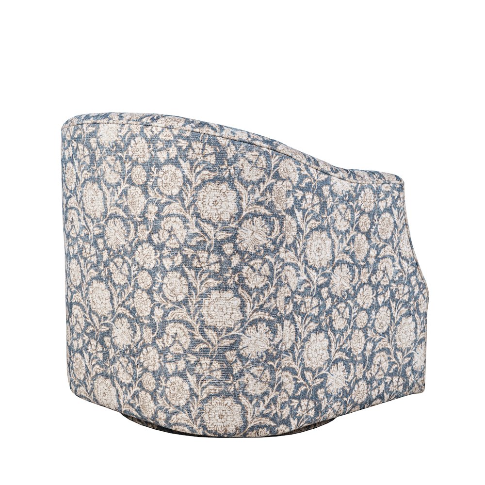 Lottie Modern Cottage Floral Print Upholstered Accent Swivel Chair