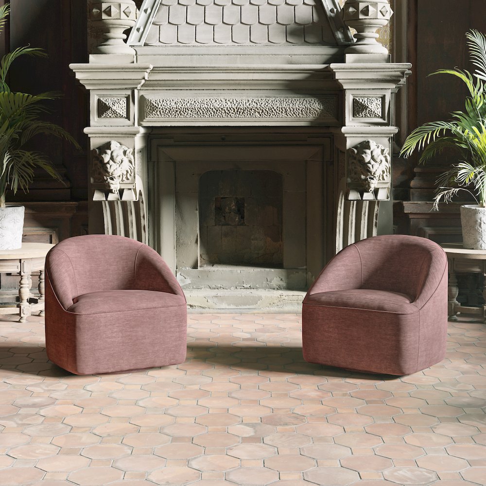 Lulu Mid-Century Modern Upholstered Casual Swivel Accent Chair