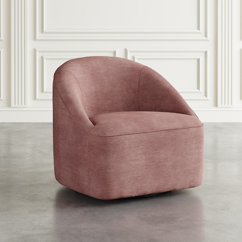 Lulu Mid-Century Modern Upholstered Casual Swivel Accent Chair