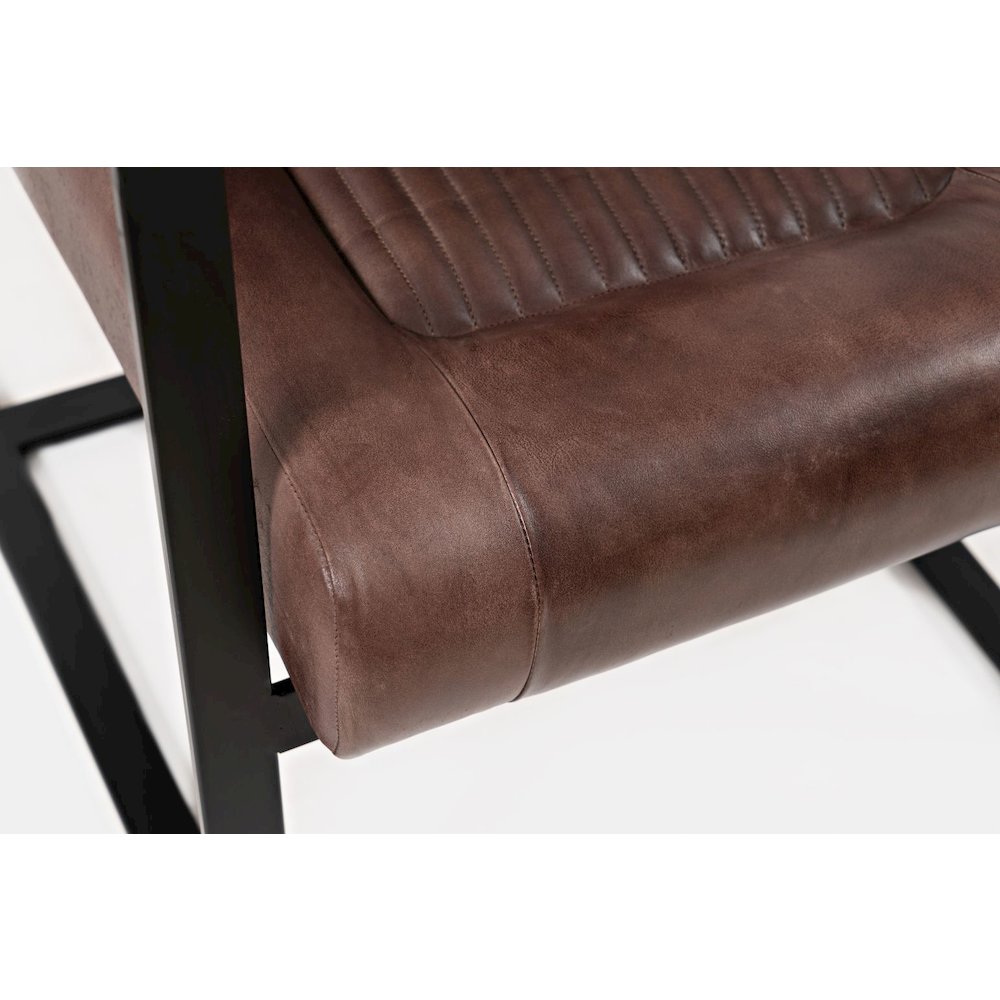 Maguire Modern Industrial Genuine Leather Sled Chair