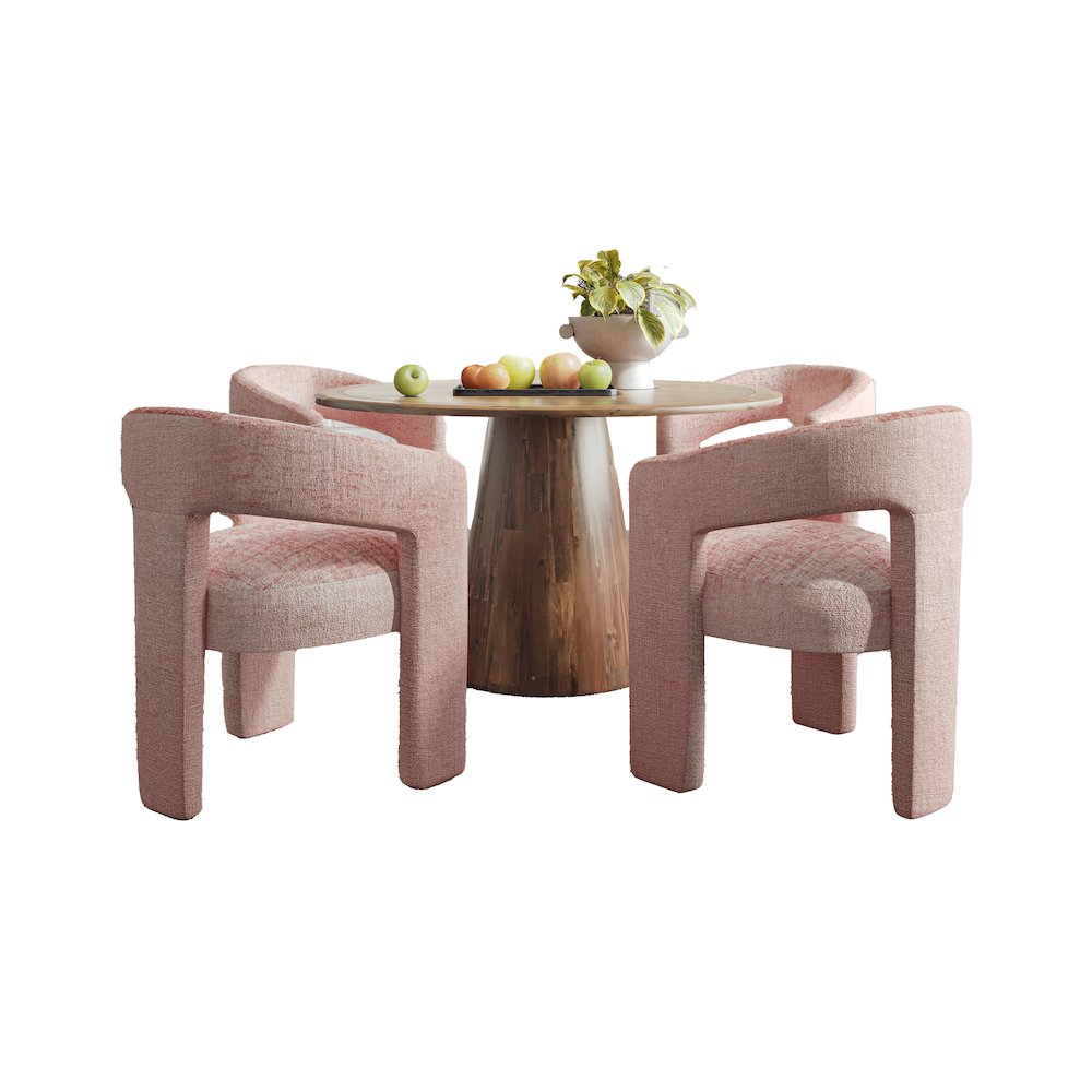 Gwen Luxury Mid-Century Modern Five Piece Dining Set with Upholstered Chairs