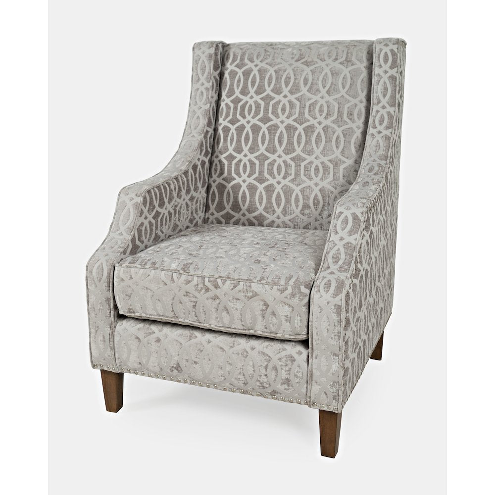 Quinn Upholstered Geometric Pattern Accent Chair with Nailhead Trim