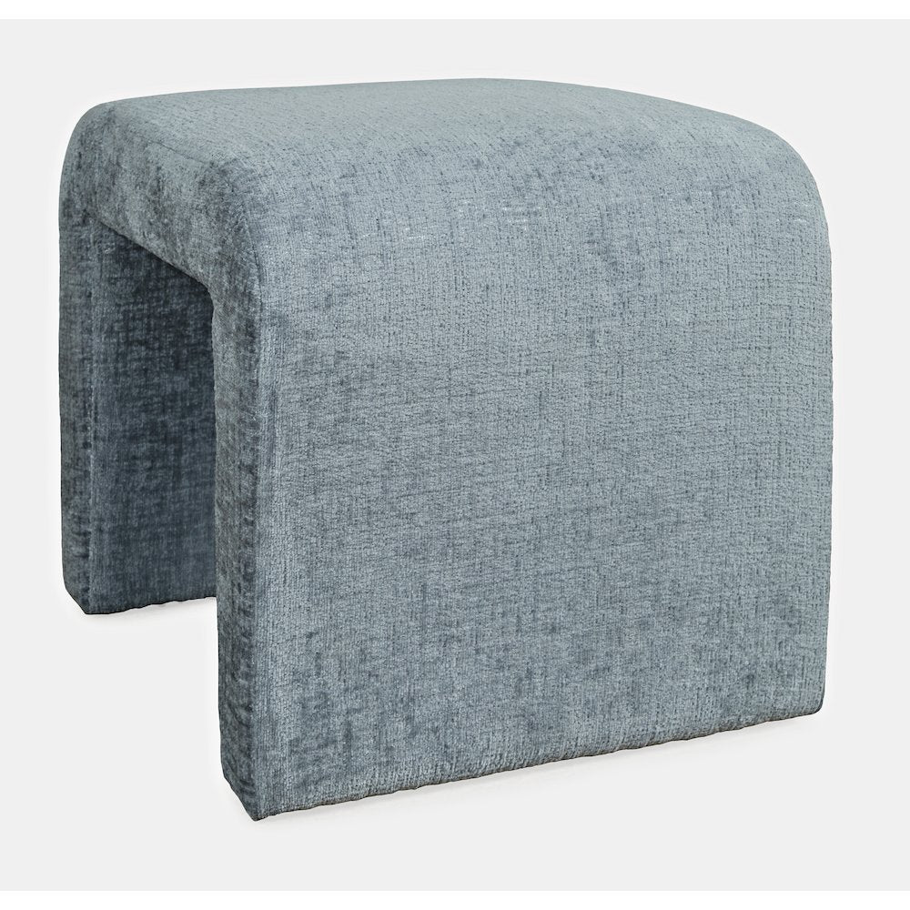 Modern Curved Upholstered Waterfall Jacquard Petite Ottoman Bench - Set of 2