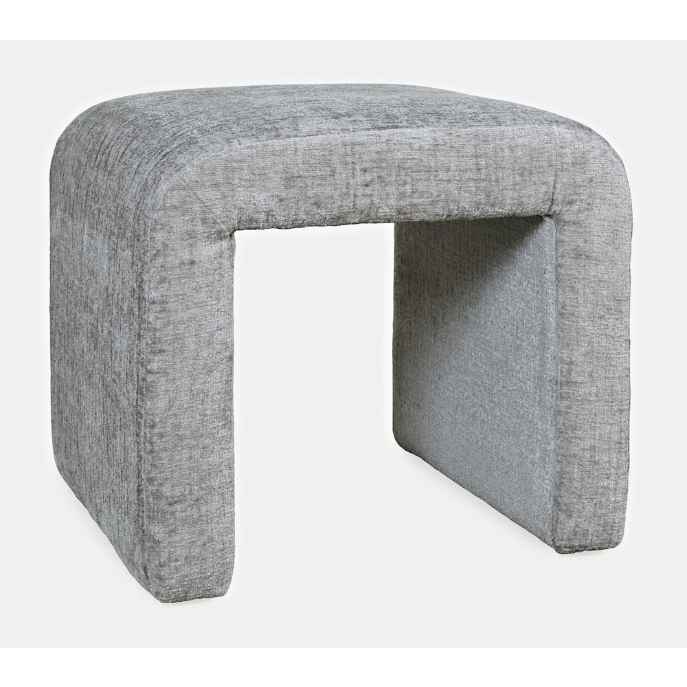 Modern Curved Upholstered Waterfall Jacquard Petite Ottoman Bench - Set of 2