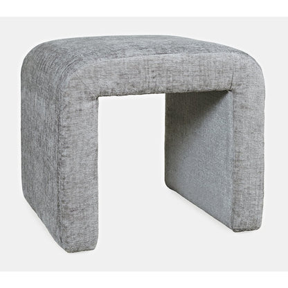 Modern Curved Upholstered Waterfall Jacquard Petite Ottoman Bench - Set of 2