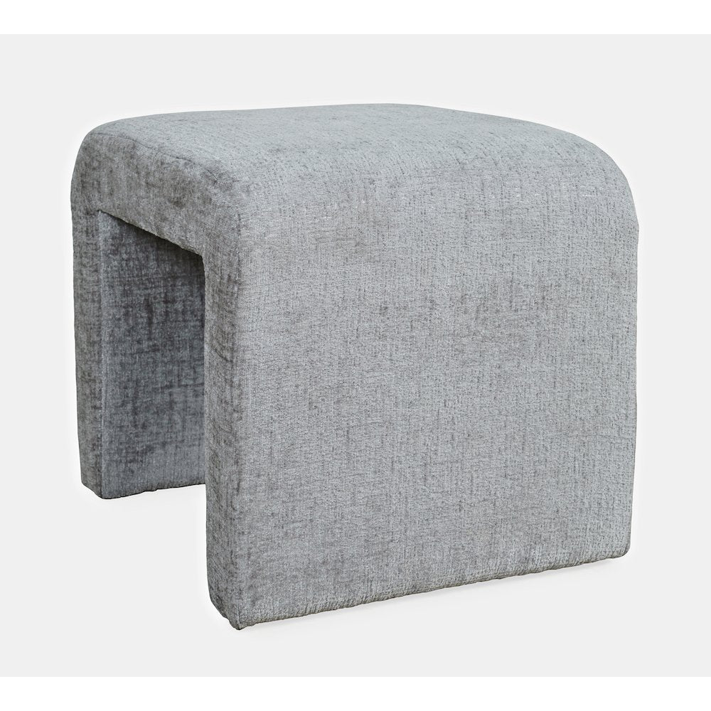 Modern Curved Upholstered Waterfall Jacquard Petite Ottoman Bench - Set of 2