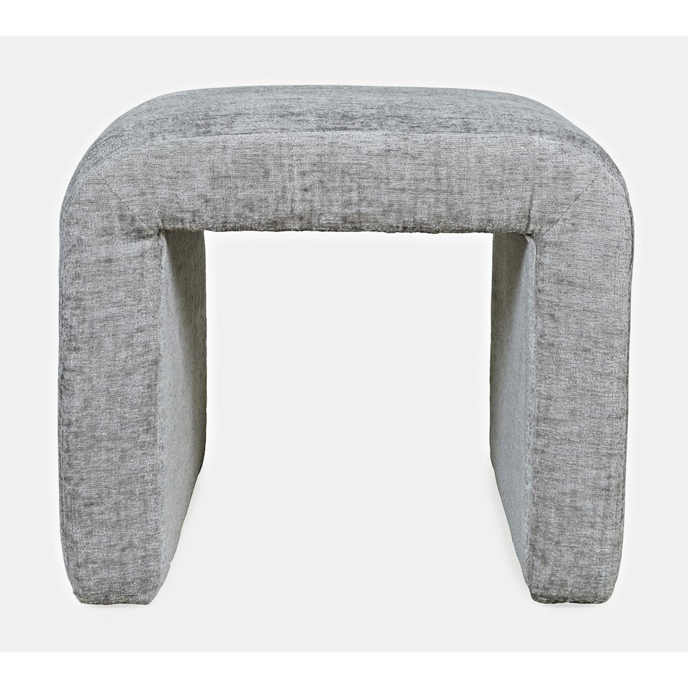 Modern Curved Upholstered Waterfall Jacquard Petite Ottoman Bench - Set of 2