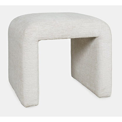 Modern Curved Upholstered Waterfall Jacquard Petite Ottoman Bench - Set of 2