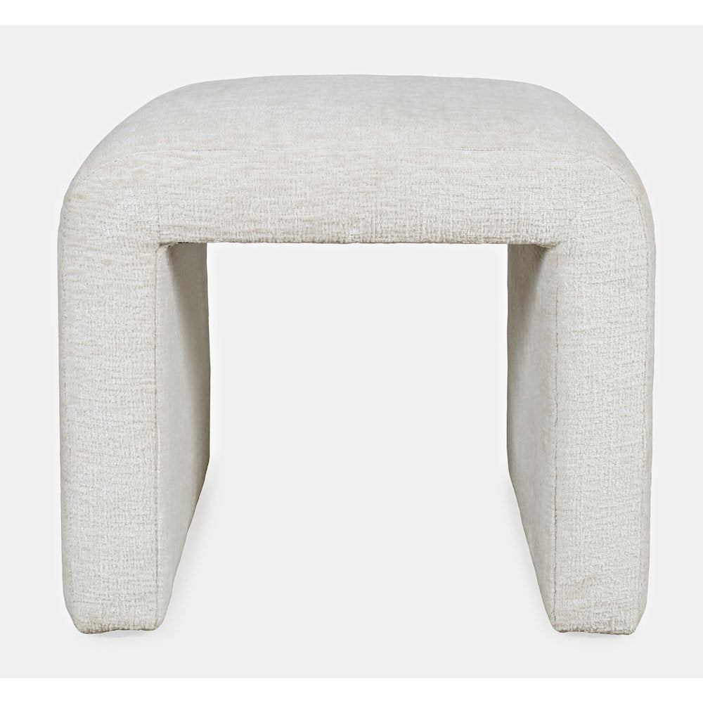 Modern Curved Upholstered Waterfall Jacquard Petite Ottoman Bench - Set of 2