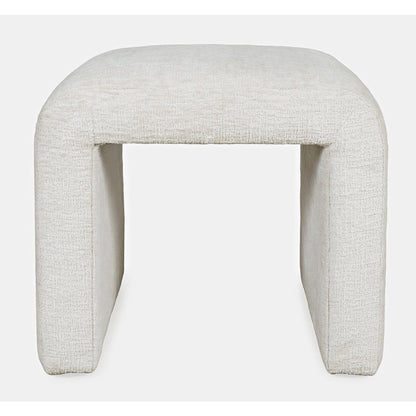 Modern Curved Upholstered Waterfall Jacquard Petite Ottoman Bench - Set of 2