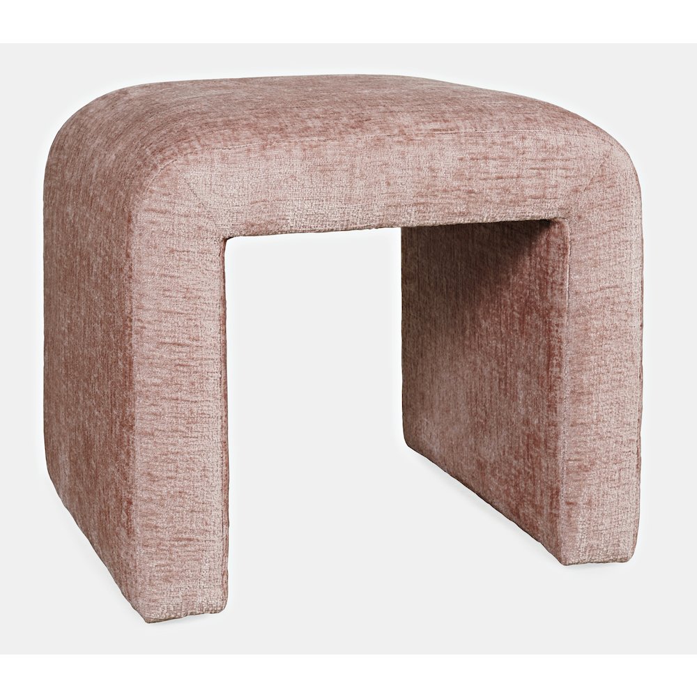 Modern Curved Upholstered Waterfall Jacquard Petite Ottoman Bench - Set of 2
