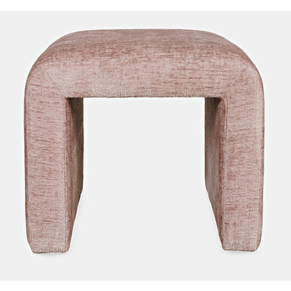 Modern Curved Upholstered Waterfall Jacquard Petite Ottoman Bench - Set of 2