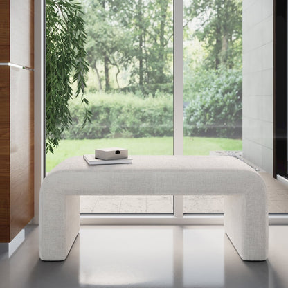 Sophia Modern Luxury Curved Upholstered Waterfall Jacquard Bench - Small