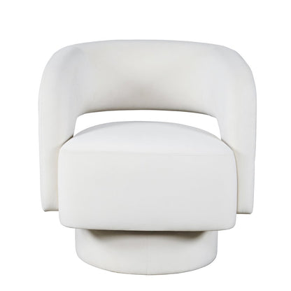 Mid-Century Modern Upholstered Split-Back Curved Sculpture Swivel Accent Chair