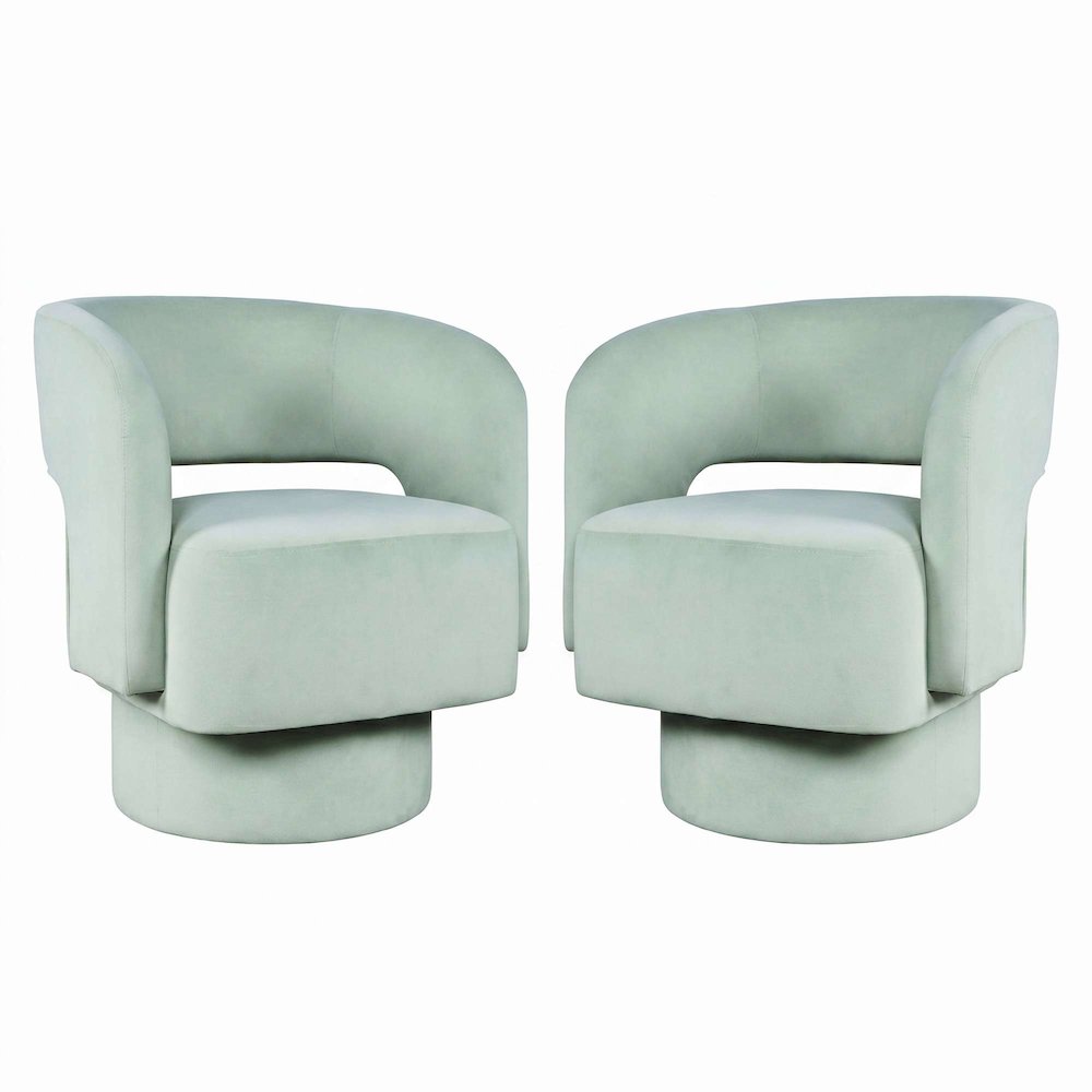 Sutton Modern Upholstered Open Back Barrel Swivel Accent Chair - 2 Pack
