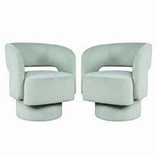 Sutton Modern Upholstered Open Back Barrel Swivel Accent Chair - 2 Pack