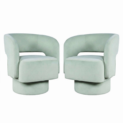 Sutton Modern Upholstered Open Back Barrel Swivel Accent Chair - 2 Pack
