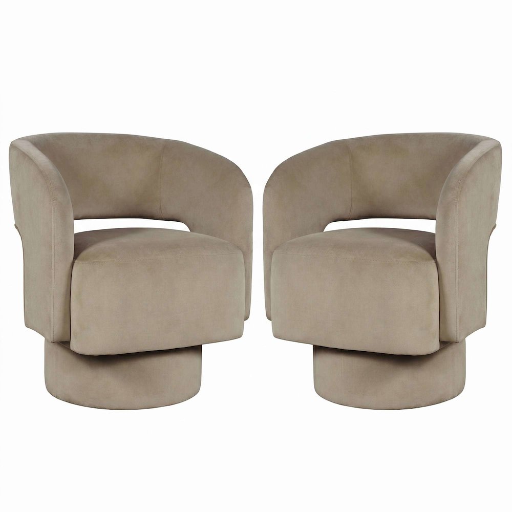 Sutton Modern Upholstered Open Back Barrel Swivel Accent Chair - 2 Pack