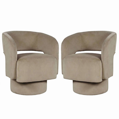Sutton Modern Upholstered Open Back Barrel Swivel Accent Chair - 2 Pack