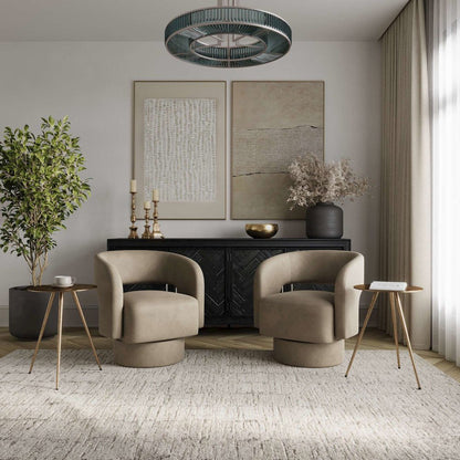 Sutton Modern Upholstered Open Back Barrel Swivel Accent Chair - 2 Pack