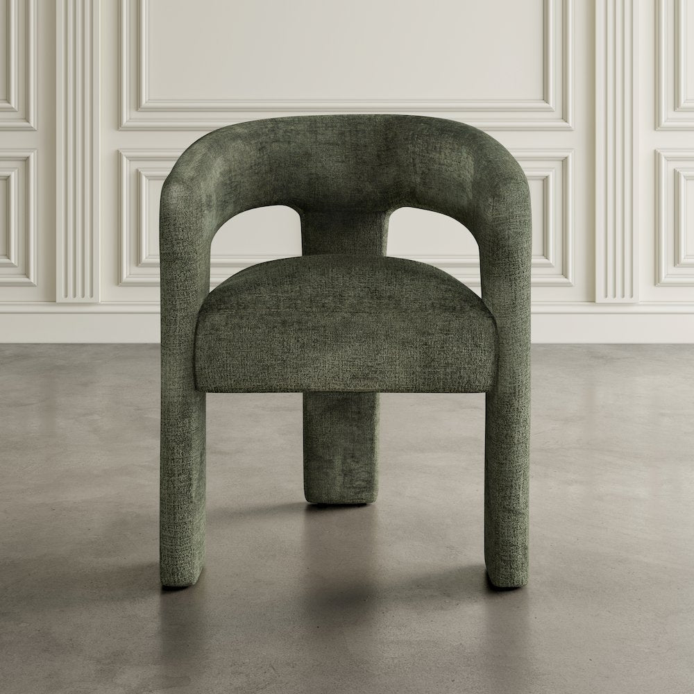 Sven Modern Contemporary Upholstered Three-Leg Curved Back Dining Chair