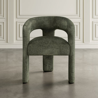 Sven Modern Contemporary Upholstered Three-Leg Curved Back Dining Chair