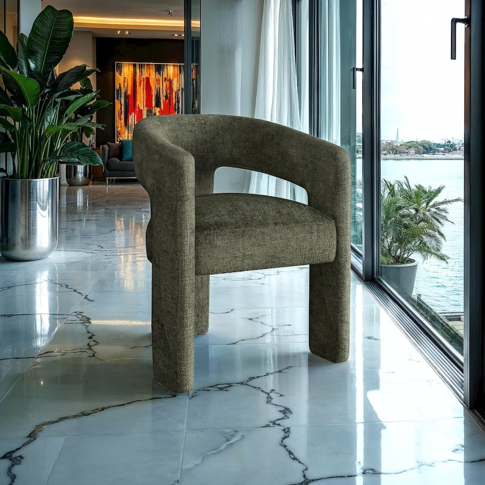 Sven Modern Contemporary Upholstered Three-Leg Curved Back Dining Chair