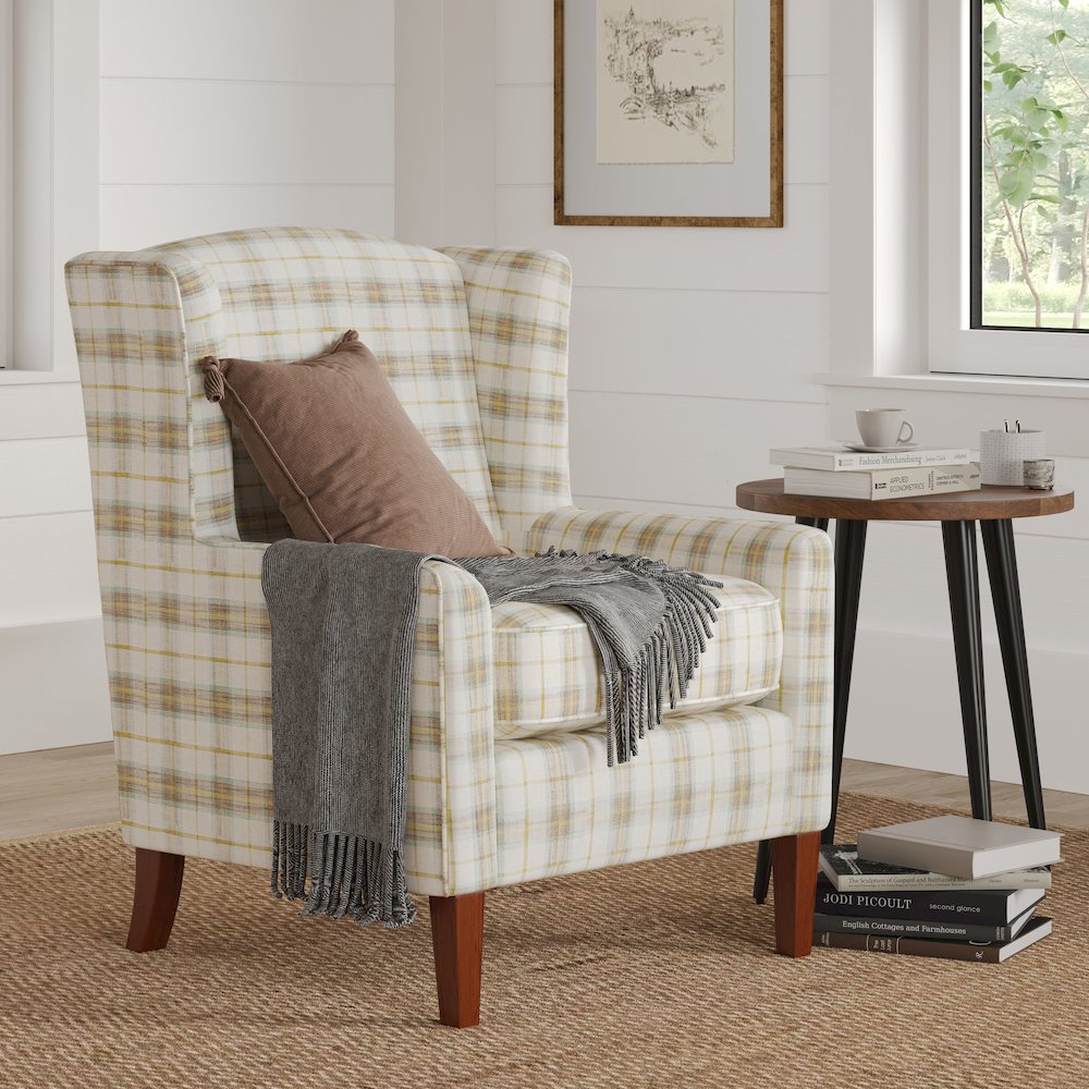 Thompson Traditional Vintage Classic Wingback Upholstered Accent Chair