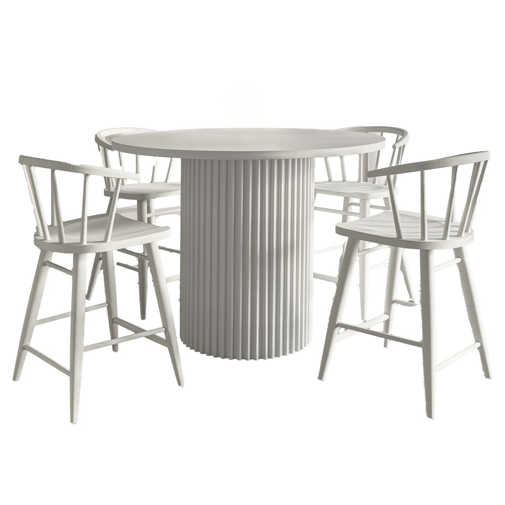 5-Piece Counter Height Dining Set with Round Table and Spindle Back Barstools