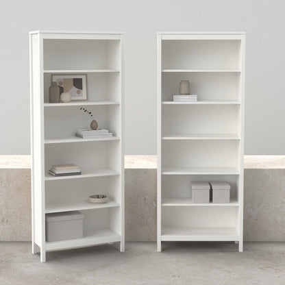 Madrid 2-Piece Tall Bookcase Set for Full Wall Storage, White