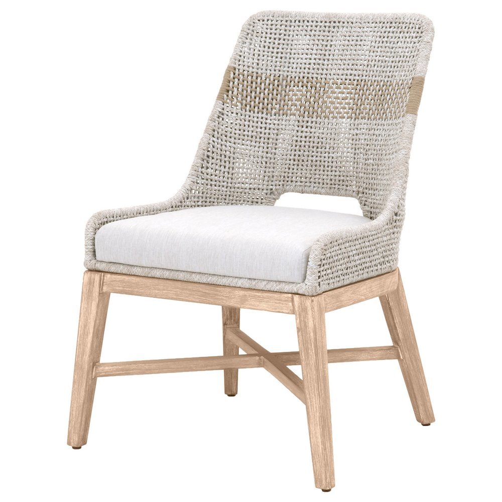 Gray Woven Chair Pair with Mahogany Frame, Accent Chairs Set of 2 Indoor
