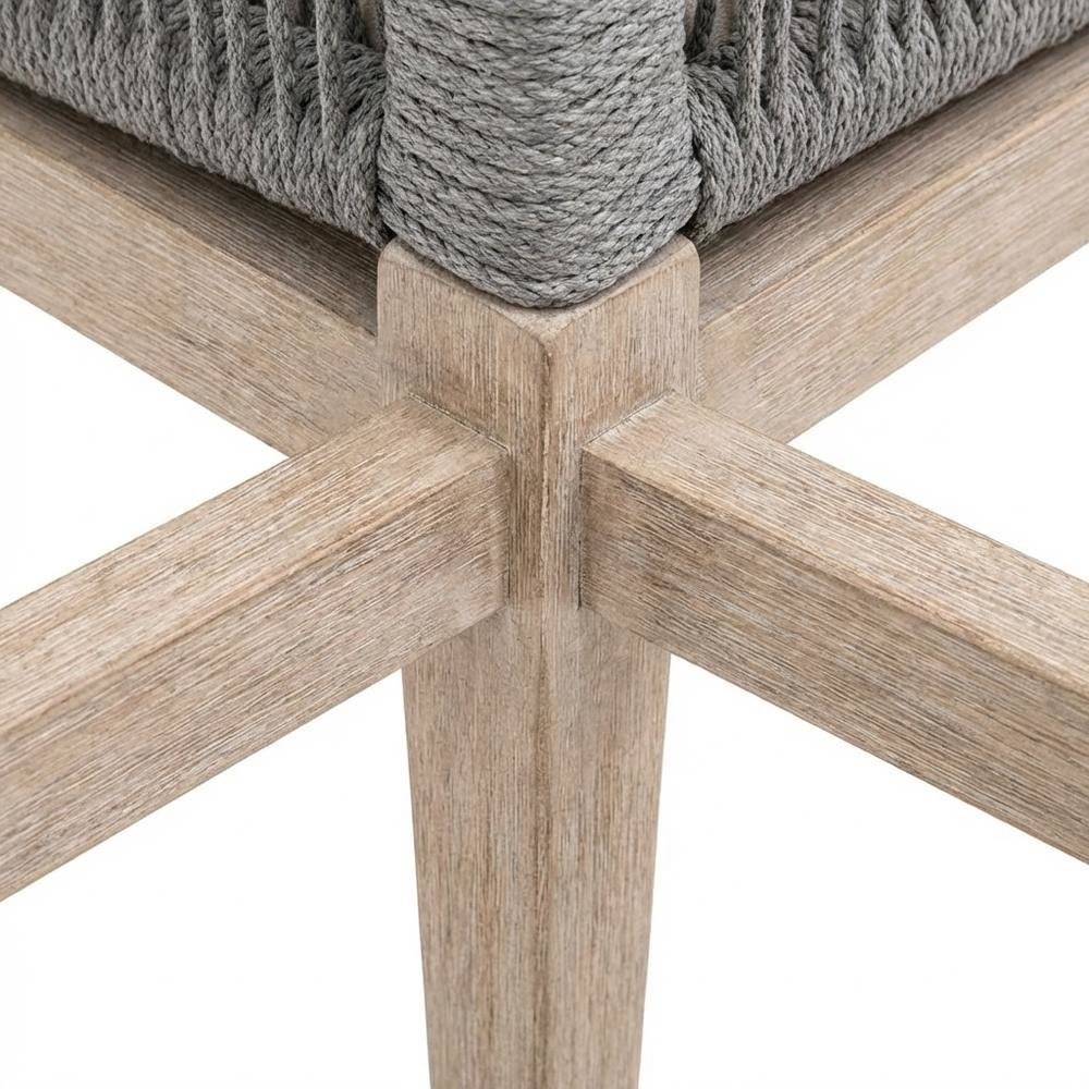Gray Mahogany Counter Stool with Linen-Blend Upholstery and Footrest